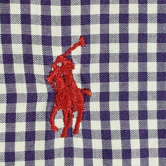 Polo Ralph Lauren Shirt Oxford Button Down Purple Plaid SS Size Large L Blake - Picture 6 of 10